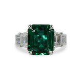 EMERALD, DIAMOND & RUBY ANNIVERSARY RING IN PLATINUM - 
