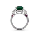 EMERALD, DIAMOND & RUBY ANNIVERSARY RING IN PLATINUM - 