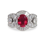 OVAL RUBY DIAMOND COCKTAIL RING IN PLATINUM - ALL RINGS