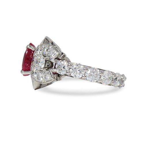 OVAL RUBY DIAMOND COCKTAIL RING IN PLATINUM - ALL RINGS