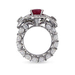 OVAL RUBY DIAMOND COCKTAIL RING IN PLATINUM - ALL RINGS