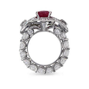 OVAL RUBY DIAMOND COCKTAIL RING IN PLATINUM - ALL RINGS