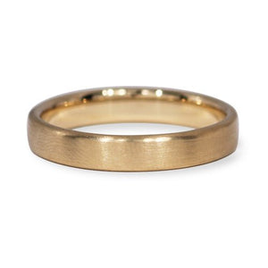 NARROW COMFORT FIT WEDDING BAND IN MATTE ROSE GOLD WITH FLAT TOP AND ROUNDED EDGES - ALL RINGS