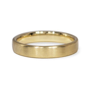 COMFORT FLAT TOP WEDDING BAND IN MATTE YELLOW GOLD - ALL RINGS