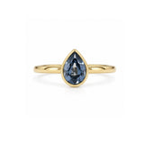 TEARDROP BEZEL LAVENDER SAPPHIRE RING IN YELLOW GOLD - ALL ENGAGEMENT RINGS