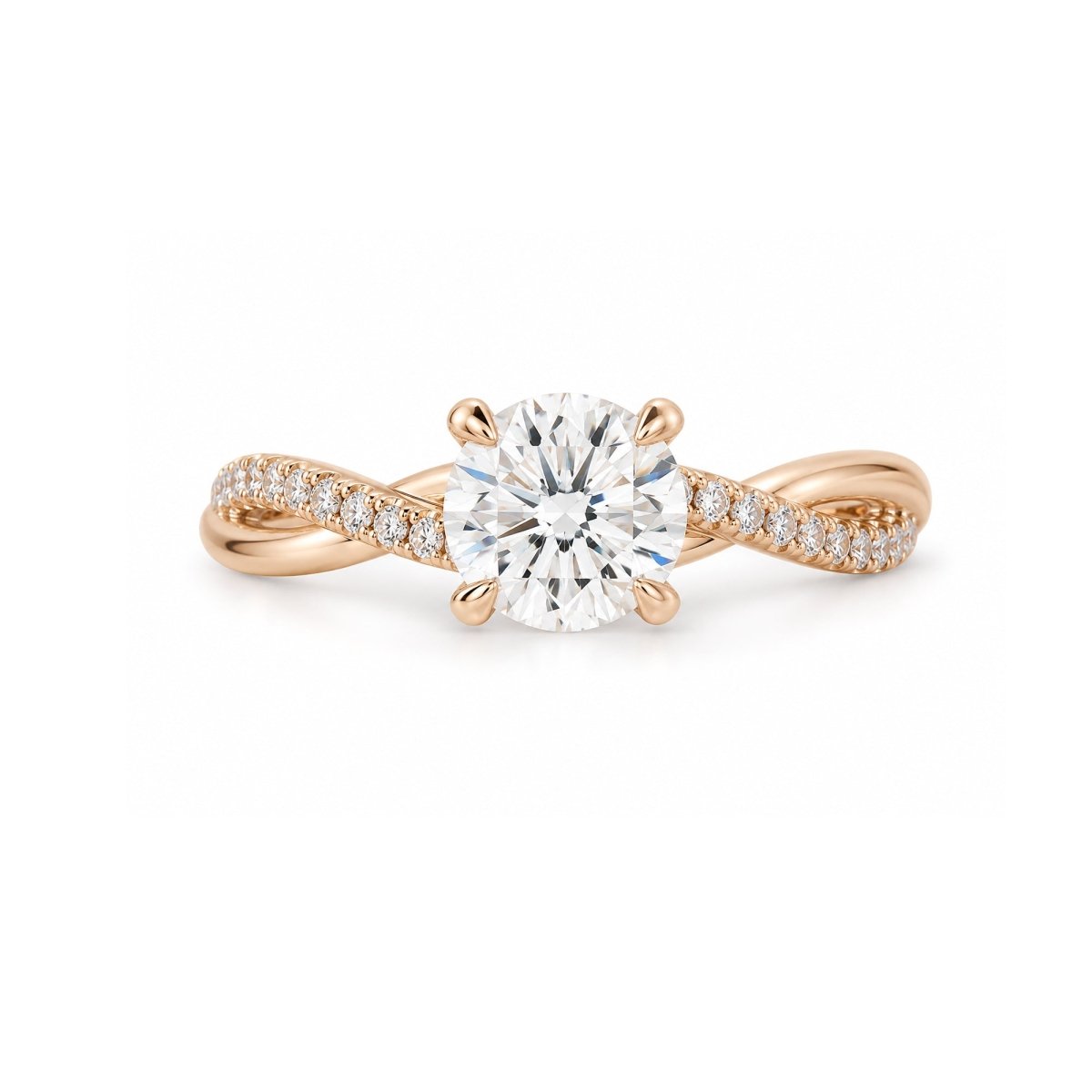 INFINITY TWIST DIAMOND ENGAGEMENT RING IN ROSE GOLD - ALL RINGS