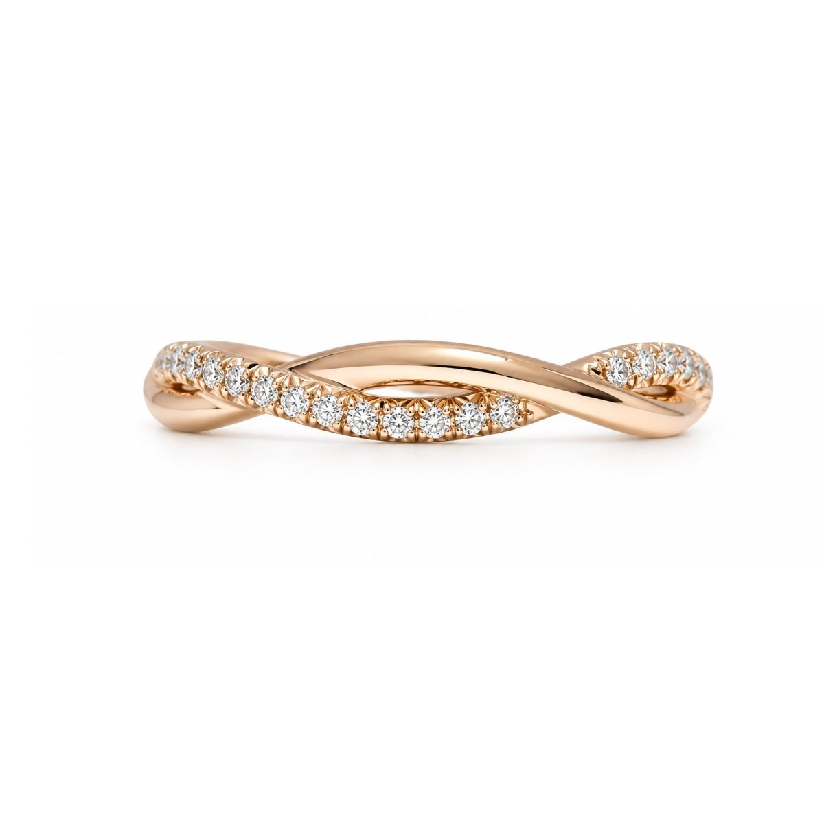 INFINITY TWIST DIAMOND WEDDING BAND IN ROSE GOLD - ALL RINGS