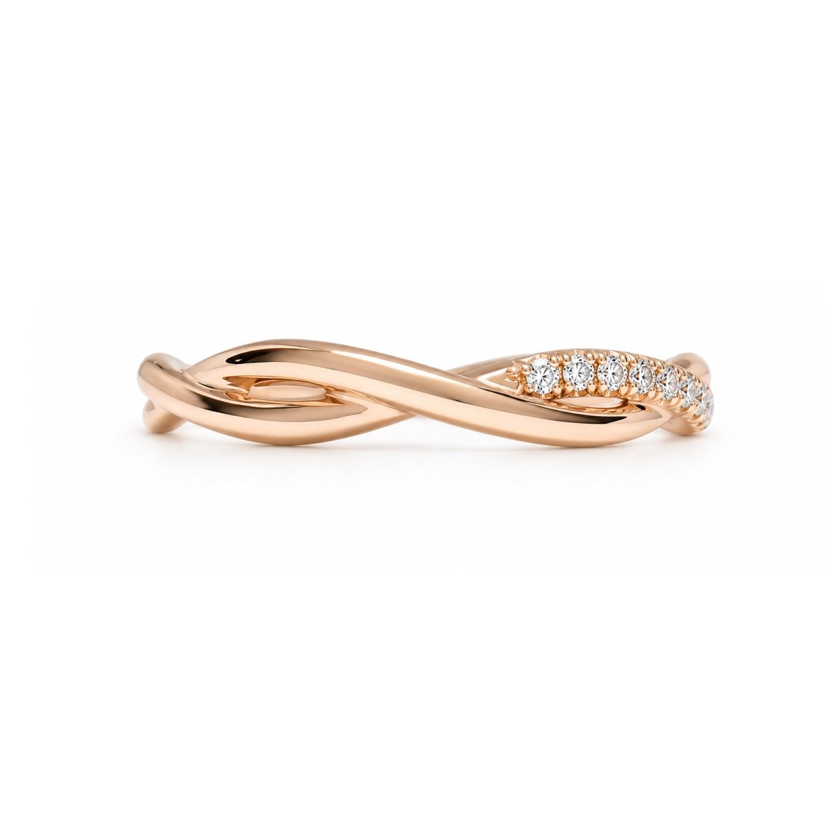 INFINITY TWIST DIAMOND WEDDING BAND IN ROSE GOLD - ALL RINGS