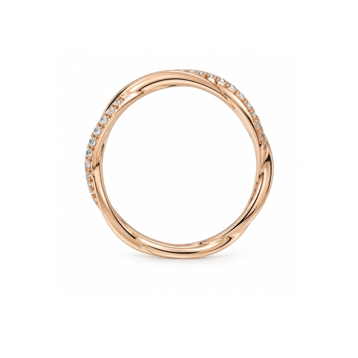 INFINITY TWIST DIAMOND WEDDING BAND IN ROSE GOLD - ALL RINGS
