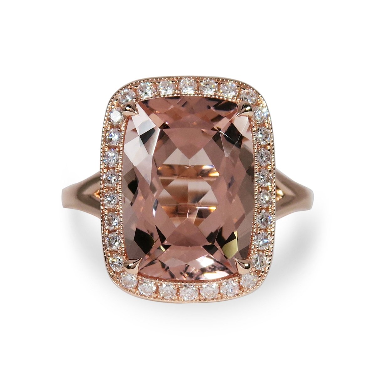 MORGANITE COCKTAIL RING WITH DIAMOND HALO - ALL RINGS