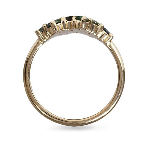 CLUSTERED RING IN 14 KARAT YELLOW GOLD WITH BLUE GREEN SAPPHIRE - ALL RINGS
