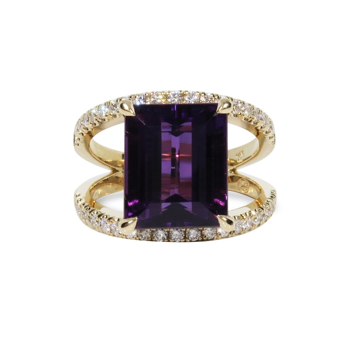 COVET AMETHYST WITH DIAMOND RING IN YELLOW GOLD - ALL RINGS