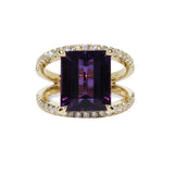 COVET AMETHYST WITH DIAMOND RING IN YELLOW GOLD - ALL RINGS