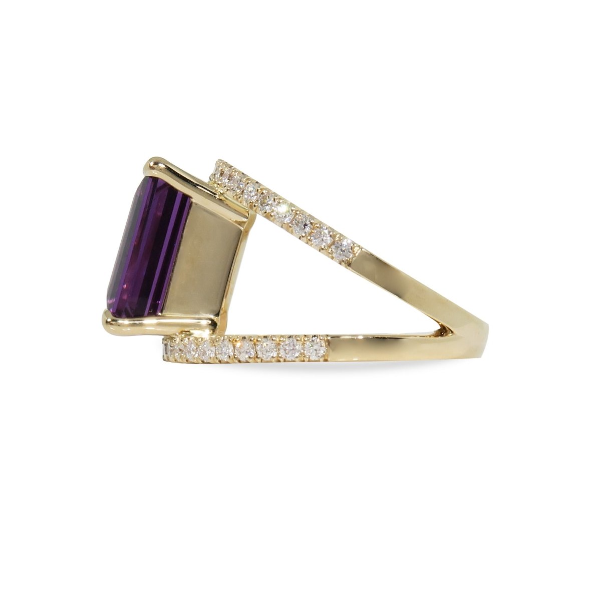 COVET AMETHYST WITH DIAMOND RING IN YELLOW GOLD - ALL RINGS