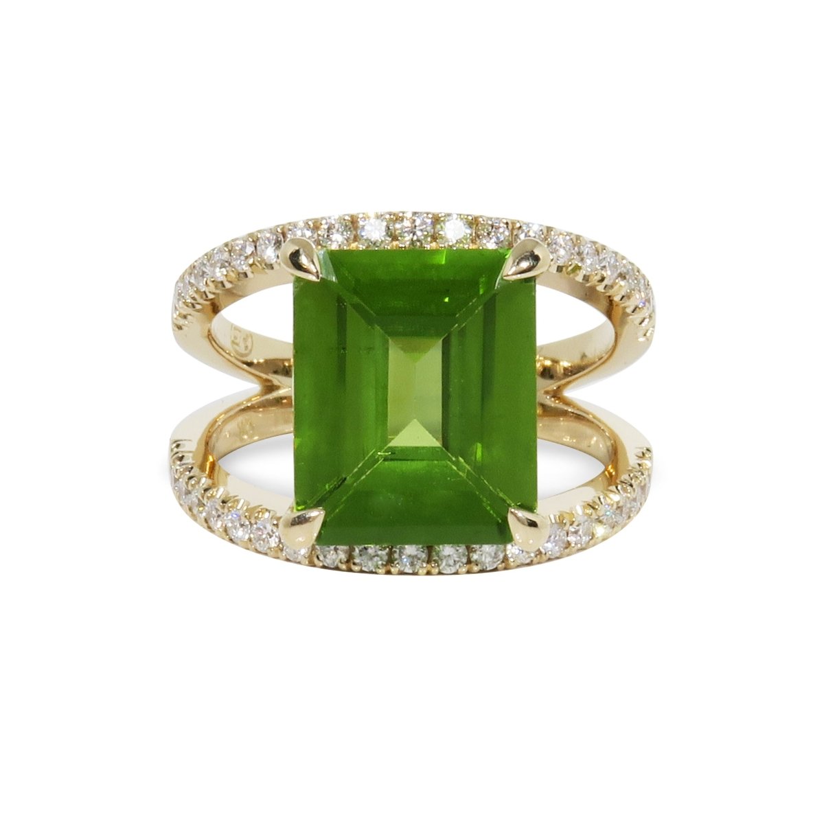 COVET PERIDOT WITH DIAMOND RING IN 14K YELLOW GOLD - ALL RINGS