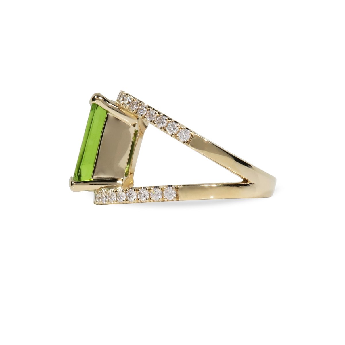 COVET PERIDOT WITH DIAMOND RING IN 14K YELLOW GOLD - ALL RINGS