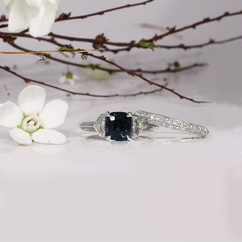 THE MAVEN RING IN PLATINUM WITH GREEN BLUE SAPPHIRE - ALL RINGS