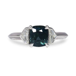 THE MAVEN RING IN PLATINUM WITH GREEN BLUE SAPPHIRE - ALL RINGS