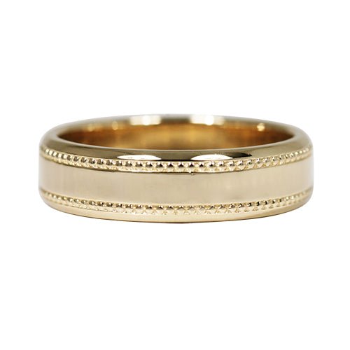 BEVELED BAND WITH GRANULATION IN YELLOW GOLD - ALL RINGS