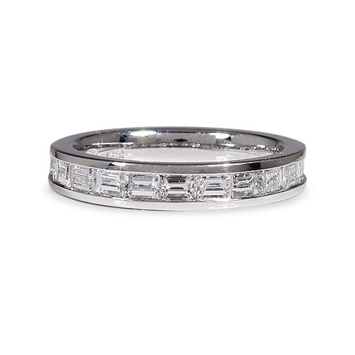 DECO WEDDING BAND IN WHITE GOLD WITH BAGUETTE DIAMONDS - ANNIVERSARY & CELEBRATION RINGS