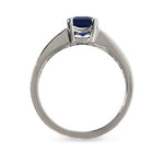 WIDE STEP CUT BLUE SAPPHIRE WITH BAGUETTE CUT DIAMOND RING - ALL RINGS