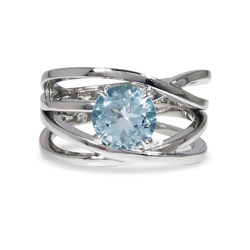 OCEAN BREEZE RING WITH AQUAMARINE IN PLATINUM - ALL RINGS