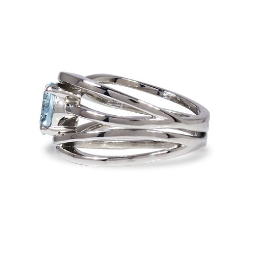 OCEAN BREEZE RING WITH AQUAMARINE IN PLATINUM - ALL RINGS