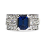 EMERALD CUT BLUE SAPPHIRE RING - ALL RINGS