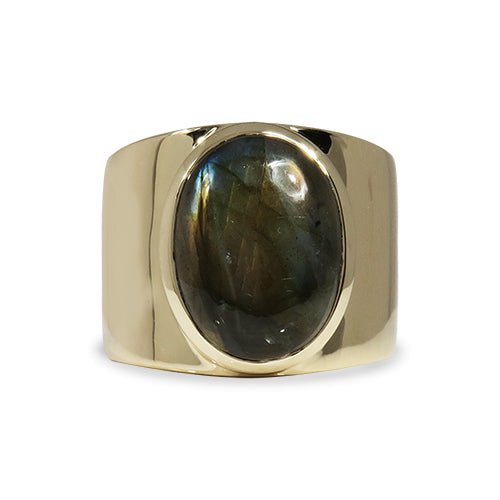 LABRADORITE YELLOW GOLD RING - 