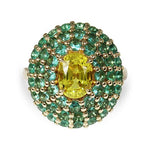 YELLOW SAPPHIRE EMERALD PUFFED RING - ALL RINGS