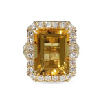 CITRINE HALO RING IN 14K YELLOW GOLD - ALL RINGS