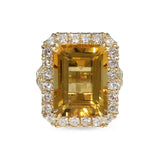 CITRINE HALO RING IN 14K YELLOW GOLD - ALL RINGS
