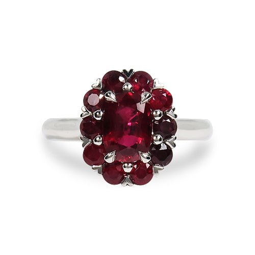 COUNTESS RUBY HALO RING IN PLATINUM – Penwarden Fine Jewellery
