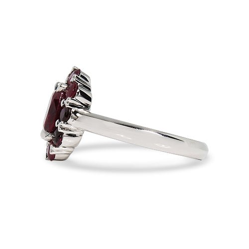 COUNTESS RUBY HALO RING IN PLATINUM - 