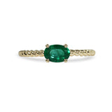 OVAL EMERALD TWIST BAND IN YELLOW GOLD - 