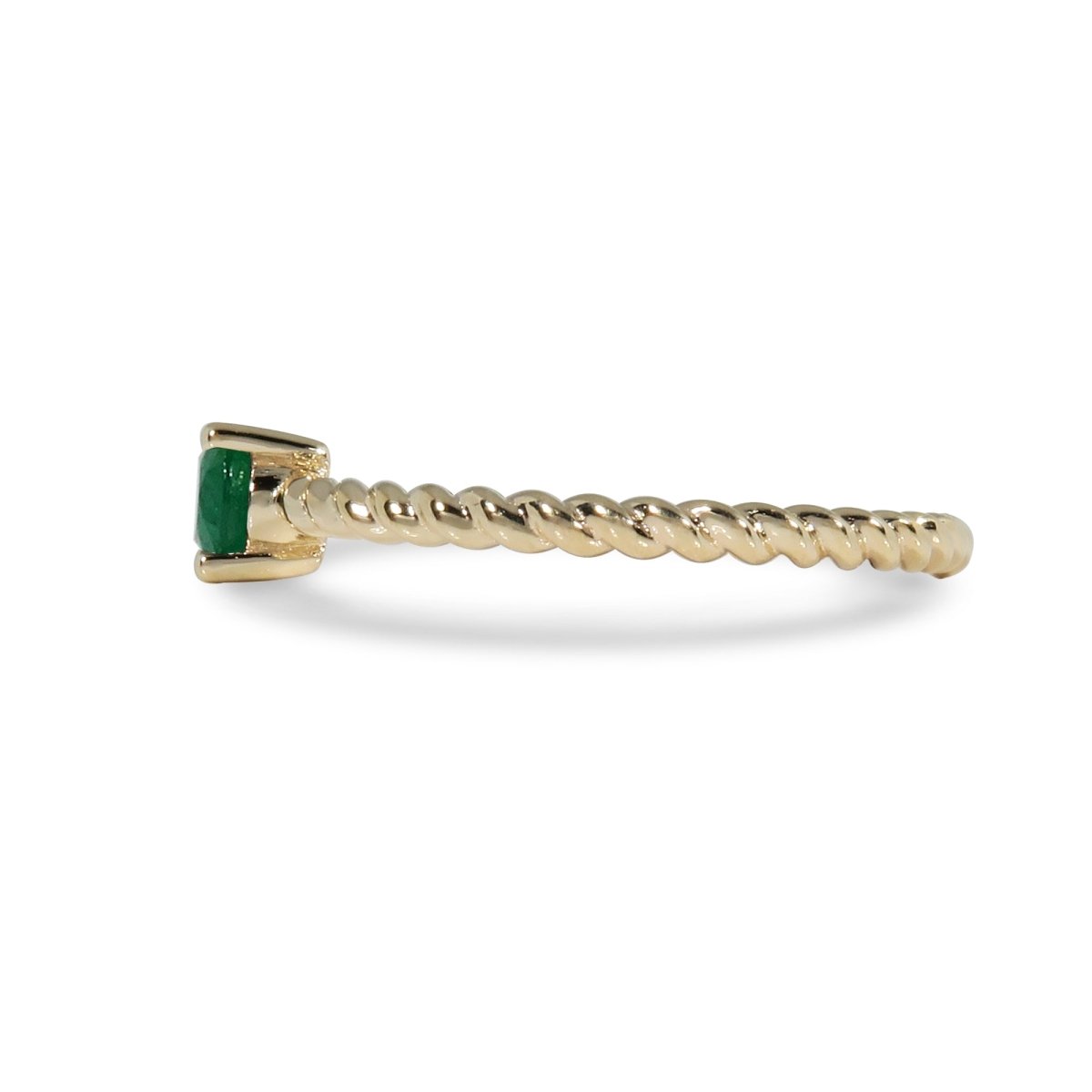 OVAL EMERALD TWIST BAND IN YELLOW GOLD - 