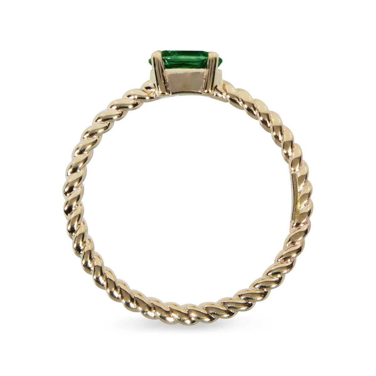 OVAL EMERALD TWIST BAND IN YELLOW GOLD - 