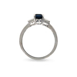 EMERALD CUT BLUE SAPPHIRE WITH BAGUETTE AND EMERALD CUT DIAMOND RING - ALL RINGS