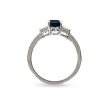 EMERALD CUT BLUE SAPPHIRE WITH BAGUETTE AND EMERALD CUT DIAMOND RING - ALL RINGS