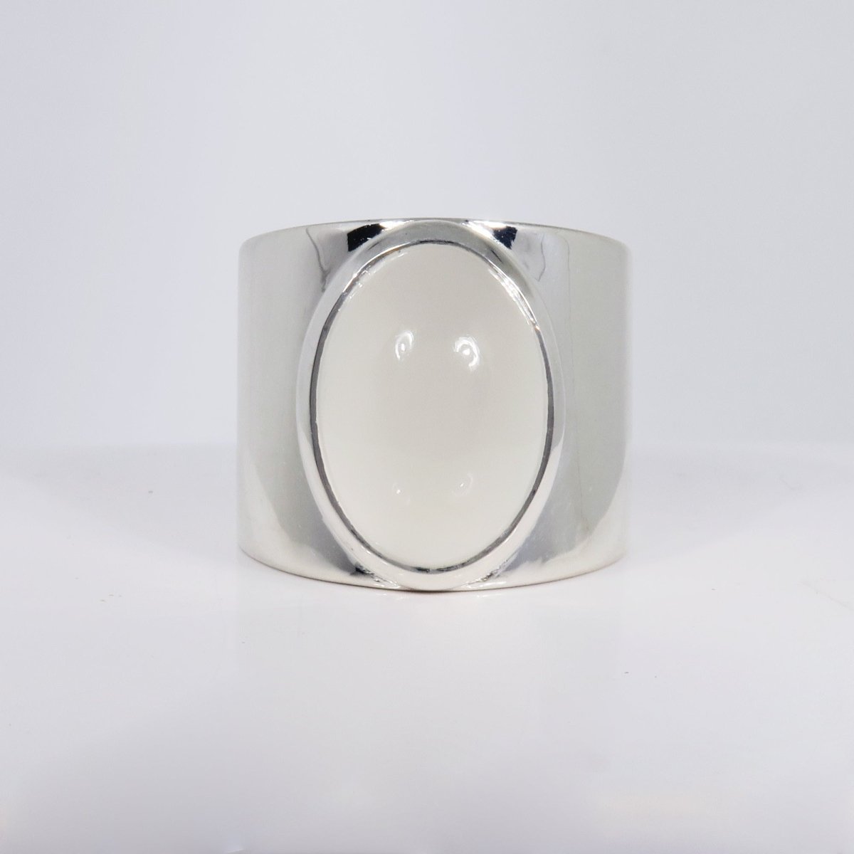 MOON STONE WIDE RING IN SILVER - SILVER JEWELLERY