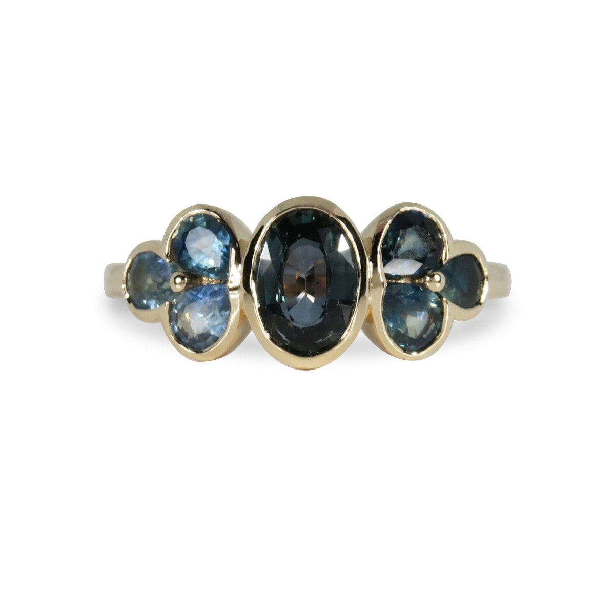 GEORGETLE RING WITH BLUE GREEN SAPPHIRE IN 14K YELLOW GOLD - ALL RINGS