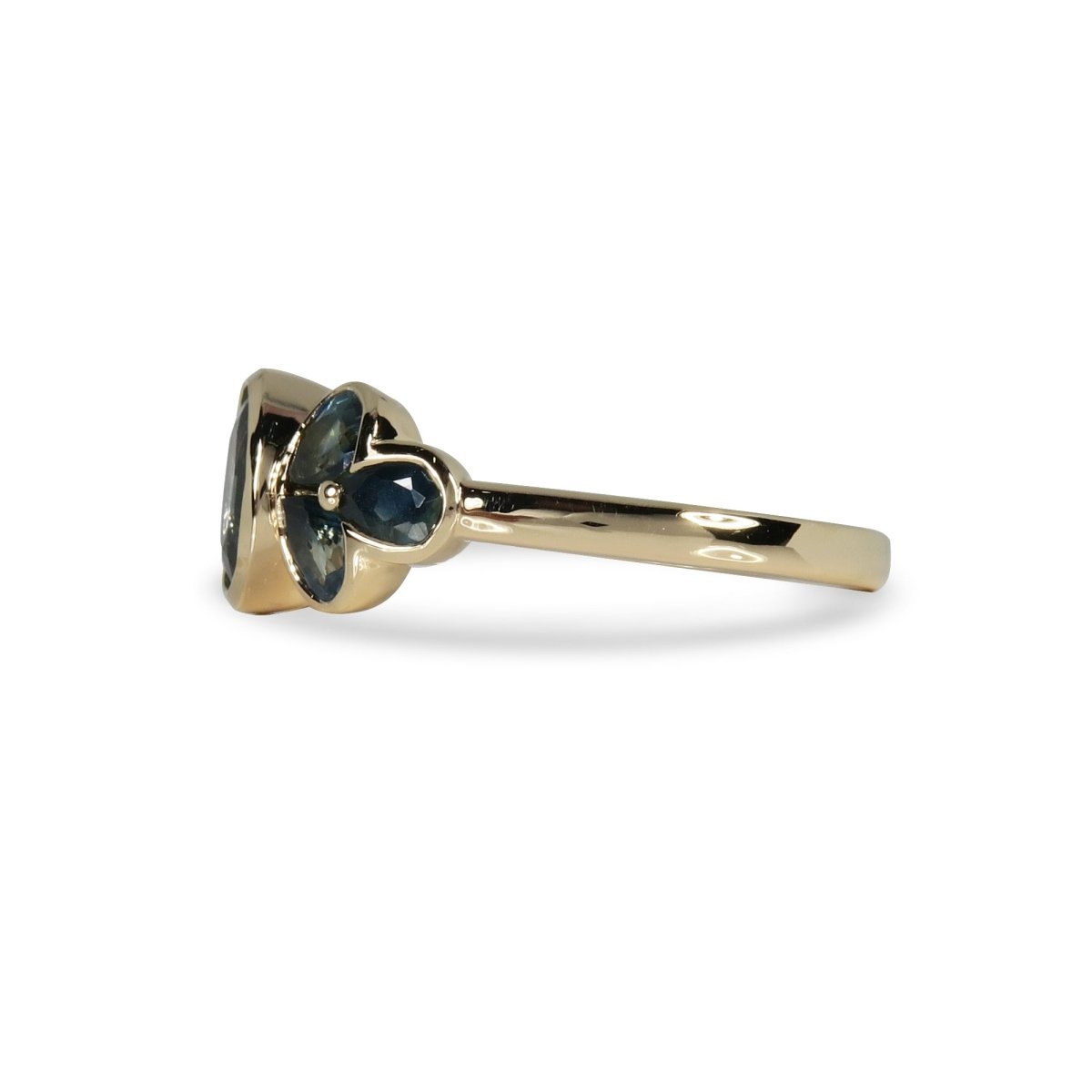 GEORGETLE RING WITH BLUE GREEN SAPPHIRE IN 14K YELLOW GOLD - ALL RINGS