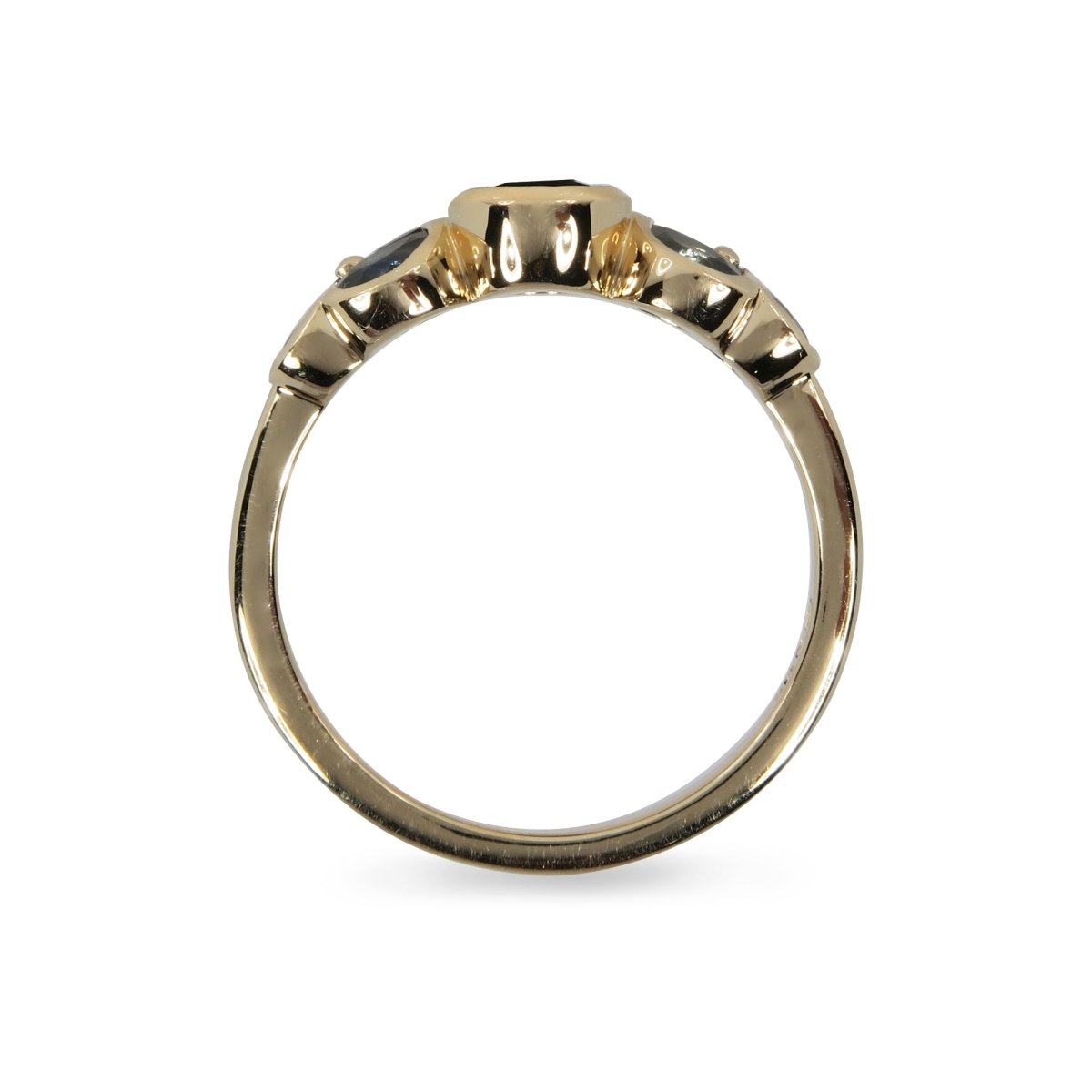 GEORGETLE RING WITH BLUE GREEN SAPPHIRE IN 14K YELLOW GOLD - ALL RINGS