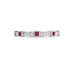 SQUARE CAROUSEL FULL ETERNITY RUBY & DIAMOND WEDDING BAND IN WHITE GOLD - ANNIVERSARY & CELEBRATION RINGS
