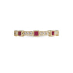 SQUARE CAROUSEL FULL ETERNITY RUBY & DIAMOND WEDDING BAND IN YELLOW GOLD - ANNIVERSARY & CELEBRATION RINGS