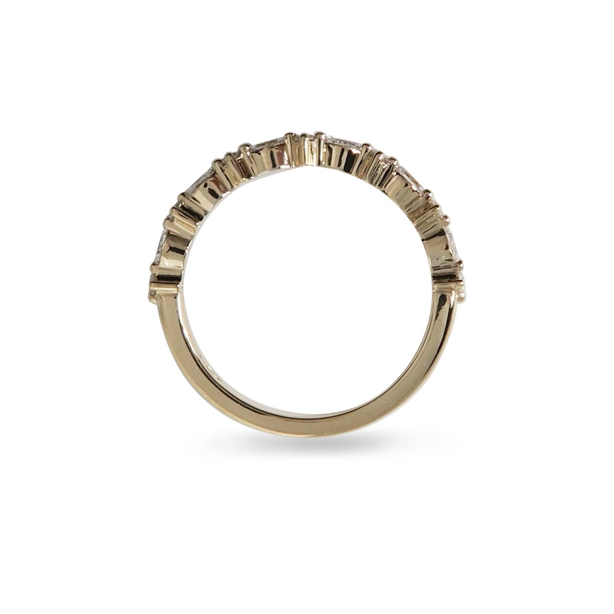 MARQUISE AND ROUND DIAMOND HALF ETERNITY BAND IN 14K YELLOW GOLD - ALL WEDDING BANDS