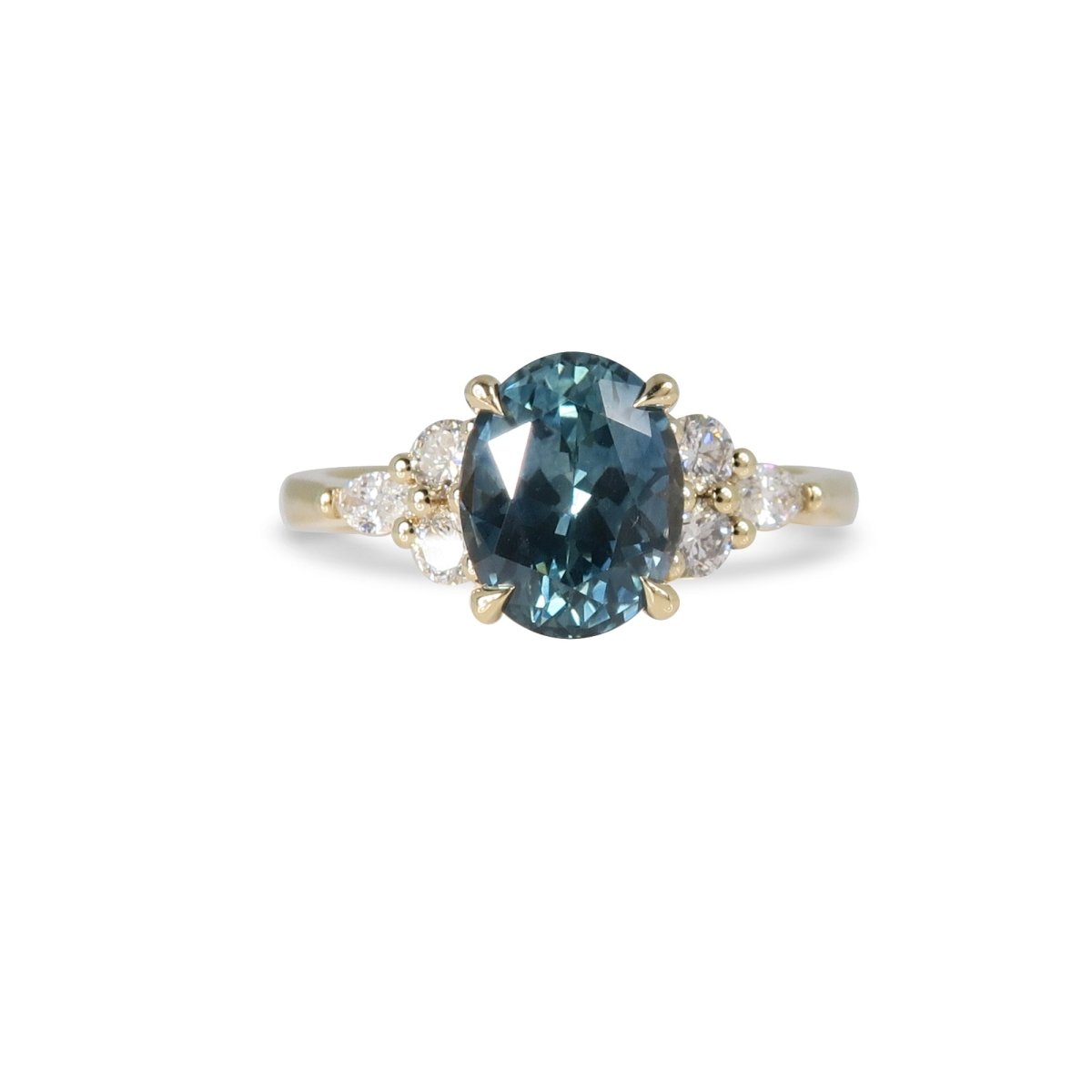 OVAL MONTANA SAPPHIRE DIAMOND RING IN 14K YELLOW GOLD - Rings