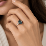 OVAL MONTANA SAPPHIRE DIAMOND RING IN 14K YELLOW GOLD - Rings