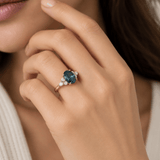 OVAL MONTANA SAPPHIRE DIAMOND RING IN 14K YELLOW GOLD - Rings