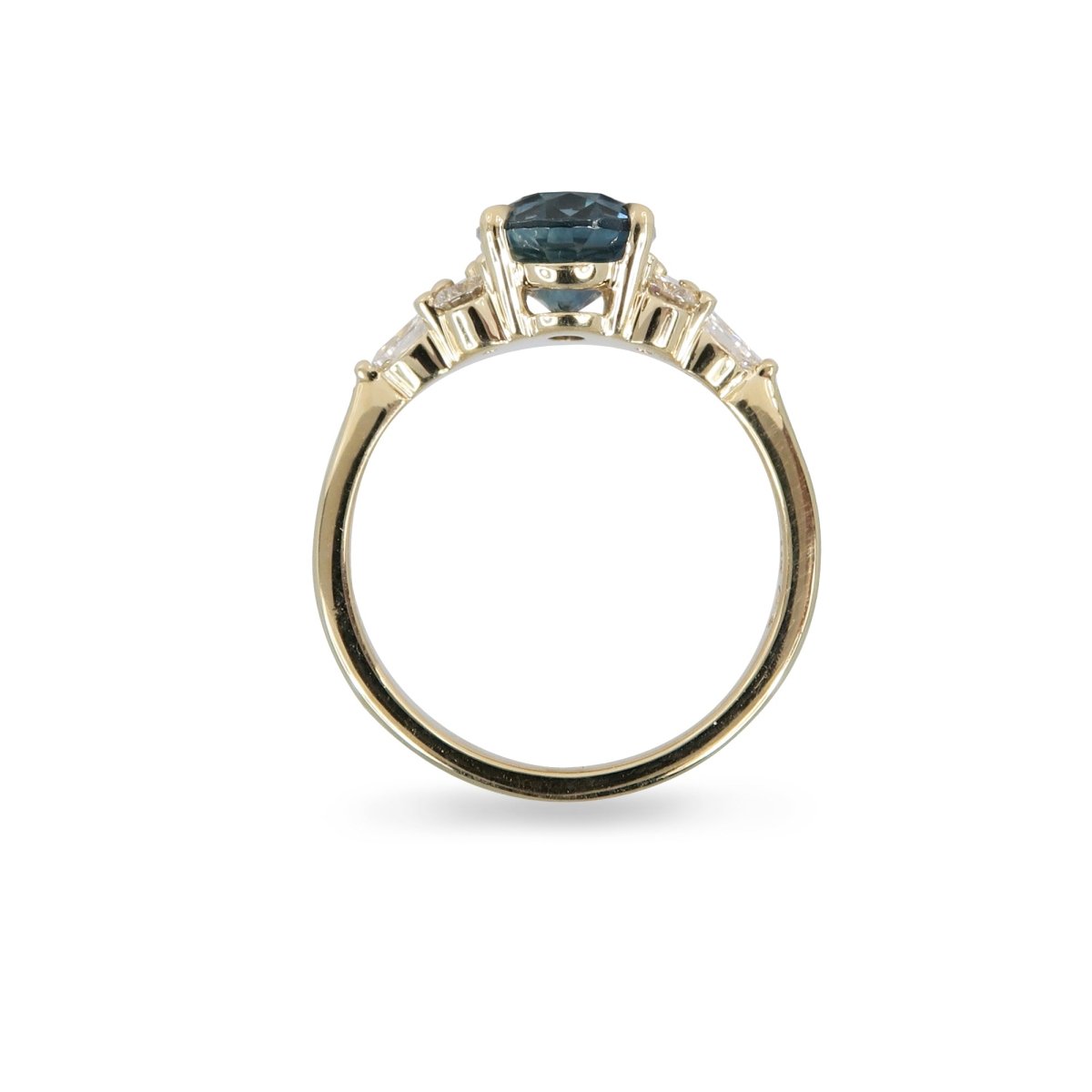 OVAL MONTANA SAPPHIRE DIAMOND RING IN 14K YELLOW GOLD - Rings